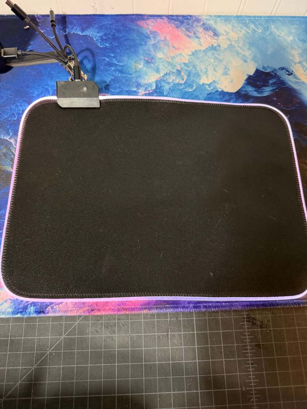 RGB LED Light Up Gaming Mouse Pad Black Anti-Slip Rubber Base